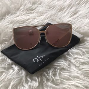 Quay Sunglasses Gold/Pink Reflective Lens NEW